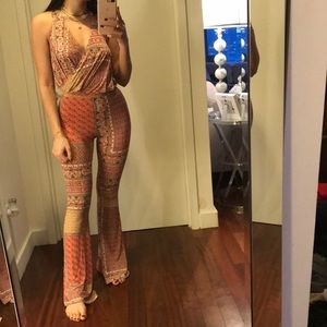 Topshop Flare Backless Jumpsuit